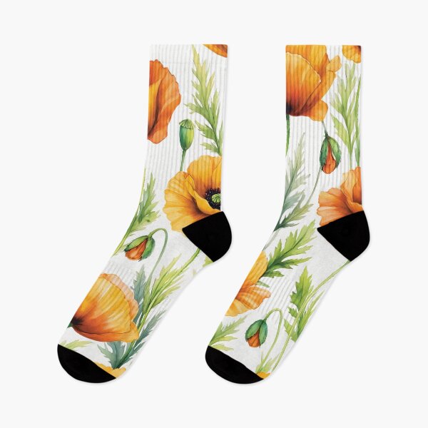 Item preview, Vibrant Orange Poppy Seamless Pattern in Watercolor Style designed and sold by Lucia Amaris Art.