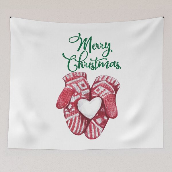 Item preview, Cozy Christmas Mittens with Heart Watercolor designed and sold by     Sela Art .