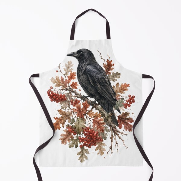 Item preview, Crow and Autumn Berries — Moody Fall Botanical Art designed and sold by DreamelleStudio.