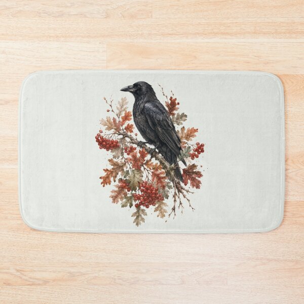 Item preview, Crow and Autumn Berries — Moody Fall Botanical Art designed and sold by DreamelleStudio.