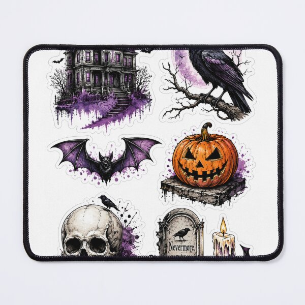 Item preview, Halloween Gothic Sticker Pack | Haunted House, Raven, Skull & Pumpkin Die-Cut Stickers designed and sold by Arts121.