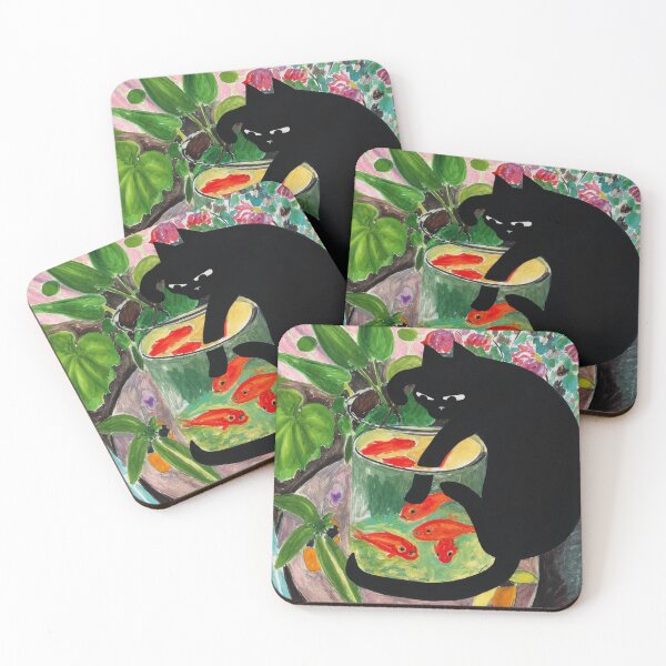 Item preview, Black Cat Goldfish Bowl Art Print | Whimsical Cat Wall Art | Botanical Cat Painting | Colorful Cottagecore Decor | Cat Lover Gift designed and sold by flowerpower999.