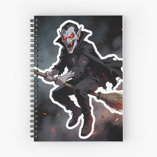 Item preview, Evil Vampire Flying on a Broom Halloween Spooky Cartoon Sticker designed and sold by OksArtStudio.