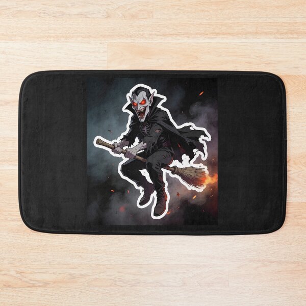 Item preview, Evil Vampire Flying on a Broom Halloween Spooky Cartoon Sticker designed and sold by OksArtStudio.