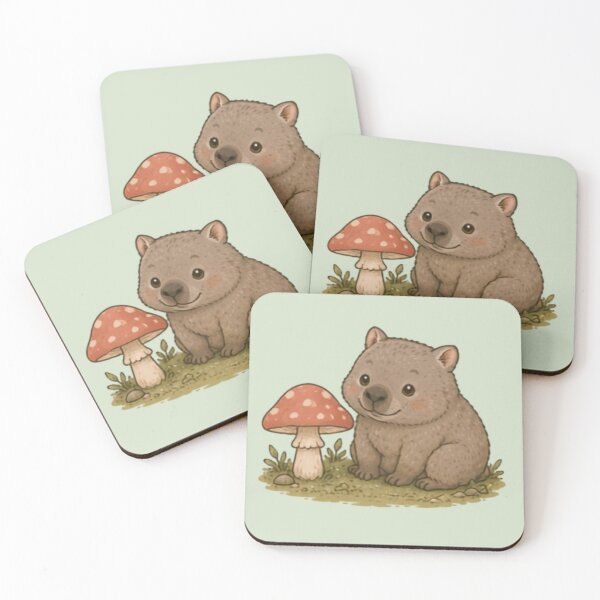 Item preview, Mushroom Friend Wombat designed and sold by MellowMunchkins.