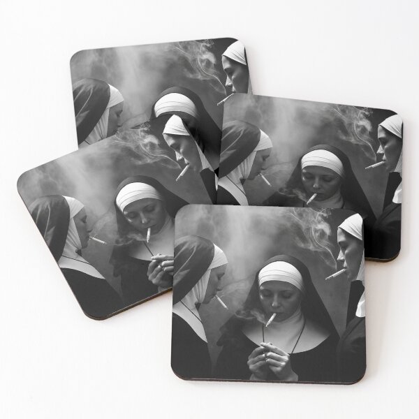 Item preview, Surreal Nun Wall Art Print | Gothic Monochrome Photography | Dark Religious Aesthetic | Alternative Fine Art Decor | Moody Black and White Poster designed and sold by flowerpower999.