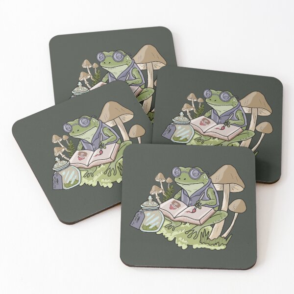 Item preview, Frog Artist Painting in Forest Mushroom Journal Cottagecore Illustration designed and sold by LeshanArt.