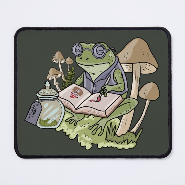 Item preview, Frog Artist Painting in Forest Mushroom Journal Cottagecore Illustration designed and sold by LeshanArt.