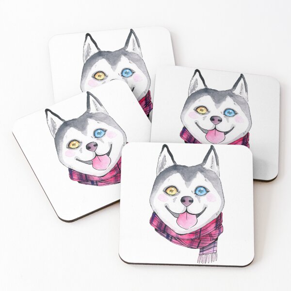 Item preview, Husky Dog Cute Watercolor Heterochromia Puppy Scarf Art designed and sold by jessicaguarnido.