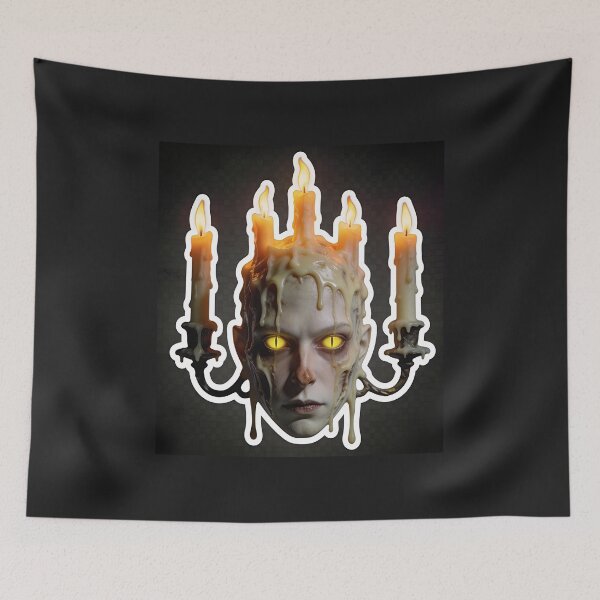 Item preview, Creepy Melted Candle Face with Glowing Eyes Halloween Gothic Sticker designed and sold by OksArtStudio.