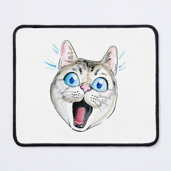 Item preview, Screaming Cat Funny Shocked Kitten Blue Eyes Illustration designed and sold by jessicaguarnido.