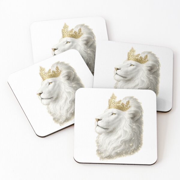 Item preview, Royal White Lion King Die-Cut Sticker | Majestic Crowned Lion Glitter Vinyl Decal designed and sold by Arts121.