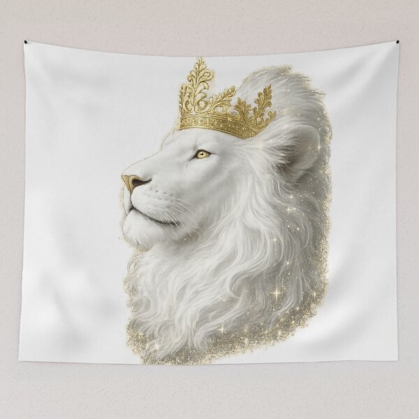 Item preview, Royal White Lion King Die-Cut Sticker | Majestic Crowned Lion Glitter Vinyl Decal designed and sold by Arts121.
