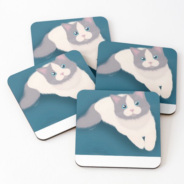 Item preview, Cute Fluffy Grey and White Cat with Blue Eyes designed and sold by yandrowood359.