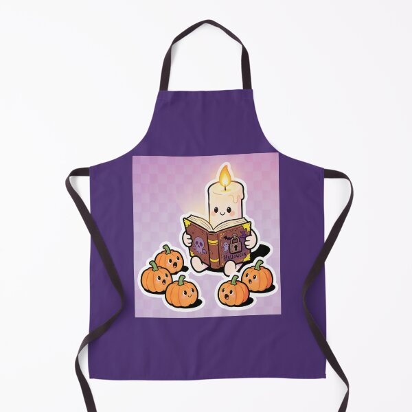 Item preview, Cute Candle Reading a Halloween Spell Book with Kawaii Pumpkins designed and sold by OksArtStudio.