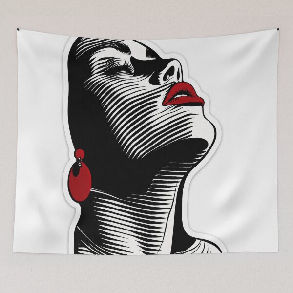 Item preview, Modern Pop Art Woman Face Die-Cut Sticker | Black & White Graphic Fashion Vinyl Decal designed and sold by Arts121.