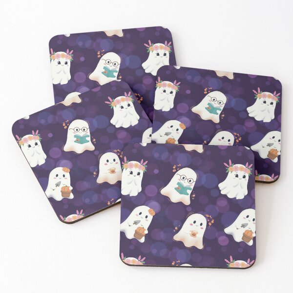 Item preview, Cute Cozy Hobby Ghosts Bokeh Seamless Halloween Pattern designed and sold by StoriesInGrain.