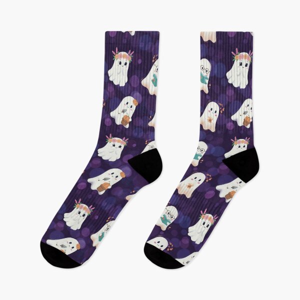 Item preview, Cute Cozy Hobby Ghosts Bokeh Seamless Halloween Pattern designed and sold by StoriesInGrain.