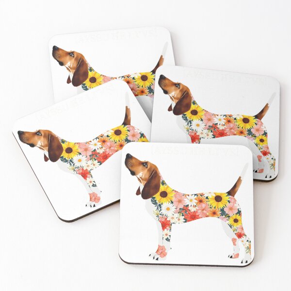 Item preview, Floral Basset Hound Watercolor Nature Art designed and sold by lht6474.