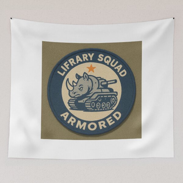 Item preview, Lifrary Squad Armored Rhino Vintage Tank Mascot designed and sold by lifrary365.