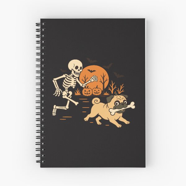 Item preview, Funny Halloween Pug Running From Skeleton Cute Dog Spooky Design designed and sold by kiralynstration.