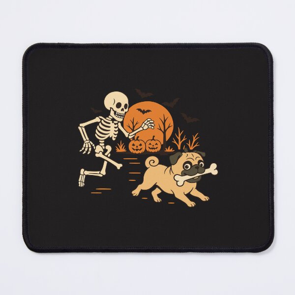 Item preview, Funny Halloween Pug Running From Skeleton Cute Dog Spooky Design designed and sold by kiralynstration.
