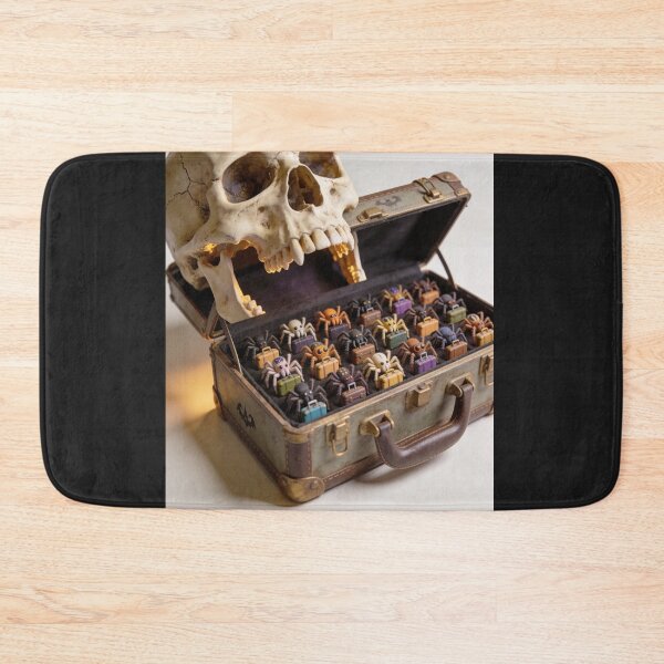 Item preview, Funny Spiders with Tiny Suitcases Inside a Skull Halloween Surprise designed and sold by OksArtStudio.