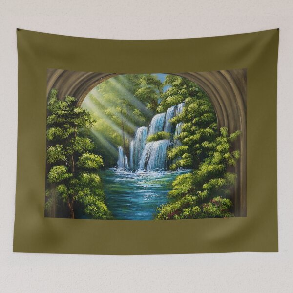Item preview, Sunlit Stone Arch Waterfall designed and sold by ArtByIness.