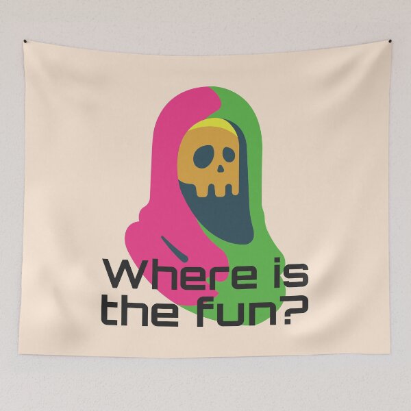 Item preview, Where Is The Fun Retro Grim Reaper Skull designed and sold by ANJ Creative Designs.