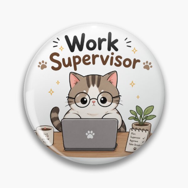 Item preview, Work Supervisor Cute Cat Laptop Kawaii Office Humor Sticker | Funny Cat Working Design designed and sold by Sanika arts .
