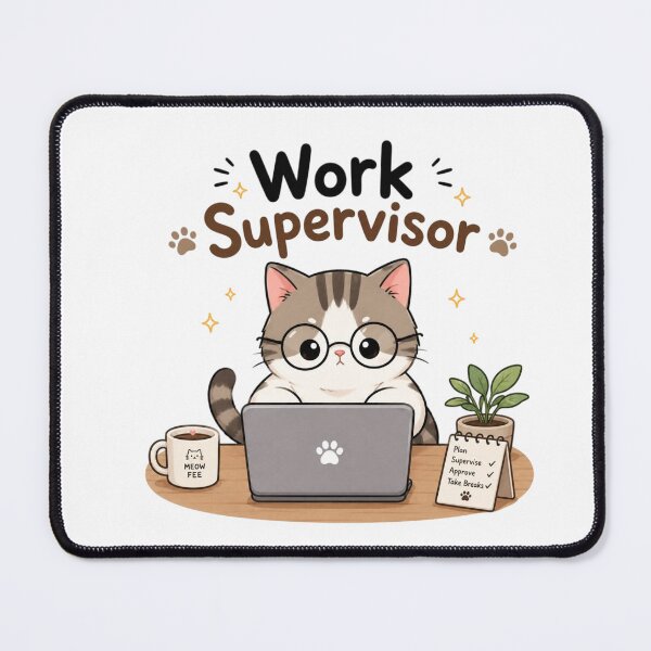 Item preview, Work Supervisor Cute Cat Laptop Kawaii Office Humor Sticker | Funny Cat Working Design designed and sold by Sanika arts .