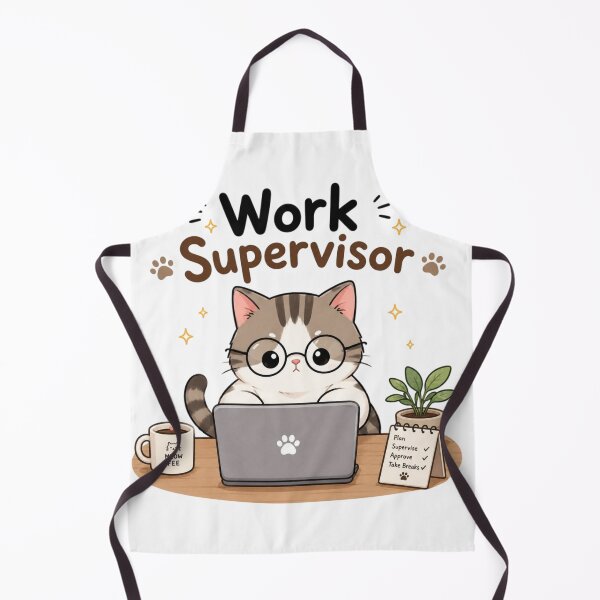 Item preview, Work Supervisor Cute Cat Laptop Kawaii Office Humor Sticker | Funny Cat Working Design designed and sold by Sanika arts .
