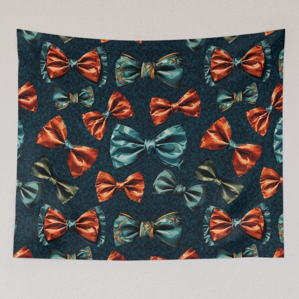 Item preview, Colorful Vintage Bowtie Illustration Pattern | Vintage Aesthetic | Blue Background designed and sold by UnhingedBird.