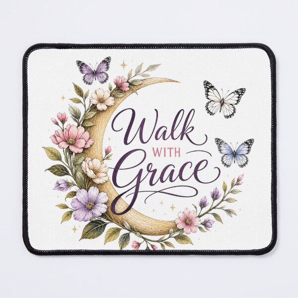 Item preview, walk with grace crescent moon butterfly designed and sold by TeesNTatts.