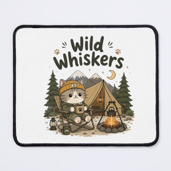 Item preview, Wild Whiskers Cute Camping Cat | Kawaii Campfire Cat Adventure | Nature Lover Cat Sticker & T-Shirt designed and sold by Sanika arts .