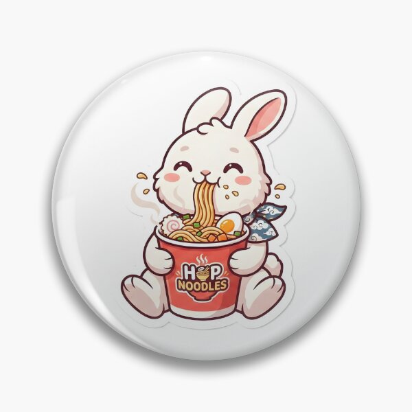 Item preview, Cute Rabbit Enjoying Spicy Cup Noodles designed and sold by PufftailStudio.