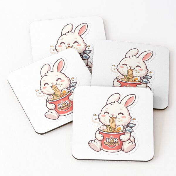 Item preview, Cute Rabbit Enjoying Spicy Cup Noodles designed and sold by PufftailStudio.