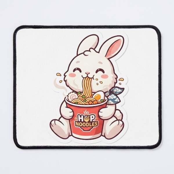 Item preview, Cute Rabbit Enjoying Spicy Cup Noodles designed and sold by PufftailStudio.