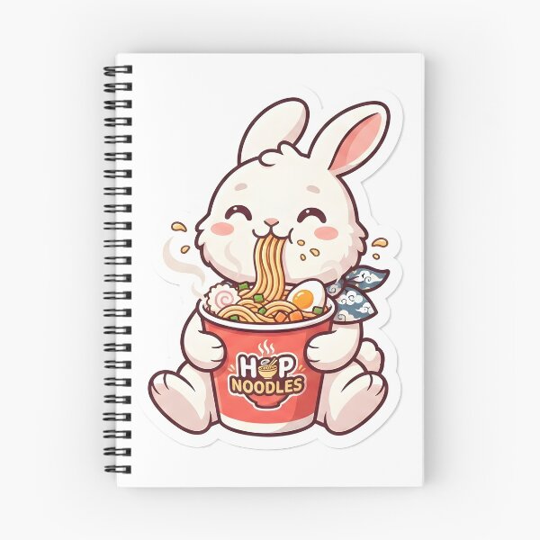 Item preview, Cute Rabbit Enjoying Spicy Cup Noodles designed and sold by PufftailStudio.