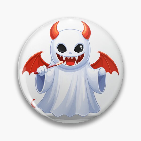 Item preview, Cute Devil Ghost Brushing Teeth Funny Halloween Cartoon Sticker designed and sold by OksArtStudio.