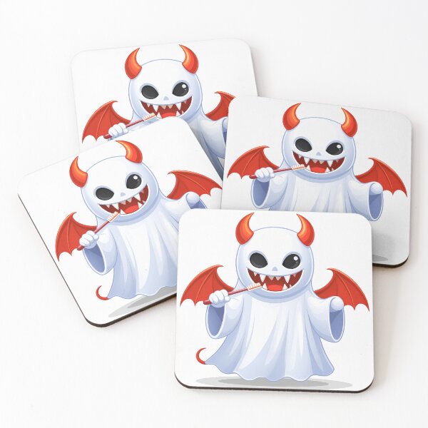 Item preview, Cute Devil Ghost Brushing Teeth Funny Halloween Cartoon Sticker designed and sold by OksArtStudio.