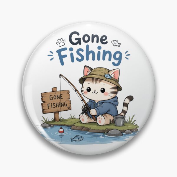 Item preview, \Gone Fishing Cute Cat Fishing Sticker | Kawaii Cat Lover Design | Funny Fishing Cat Illustration | White Background designed and sold by Sanika arts .