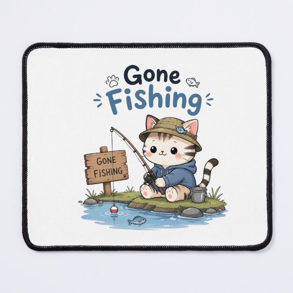 Item preview, \Gone Fishing Cute Cat Fishing Sticker | Kawaii Cat Lover Design | Funny Fishing Cat Illustration | White Background designed and sold by Sanika arts .