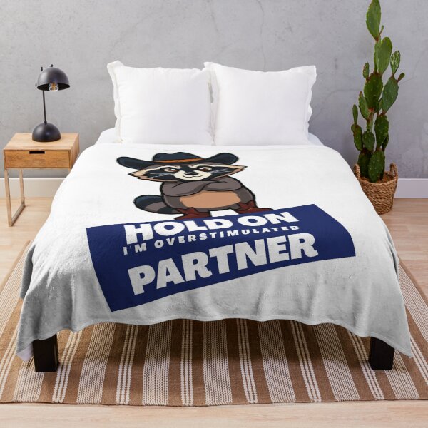 Item preview, Hold On Partner I'm Overstimulated | cowboy raccoon | cute raccoon designed and sold by Reverielook.