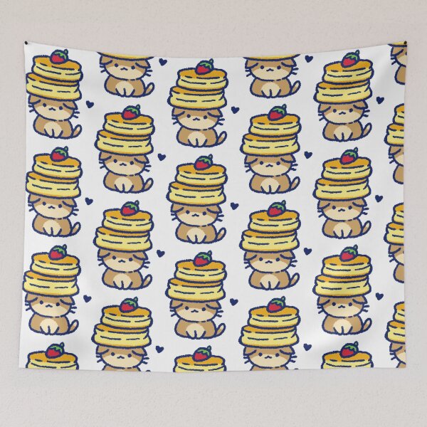 Item preview, Cat Balancing Souffle Pancakes On His Head Cute Kawaii Art designed and sold by GeraldineDraw.