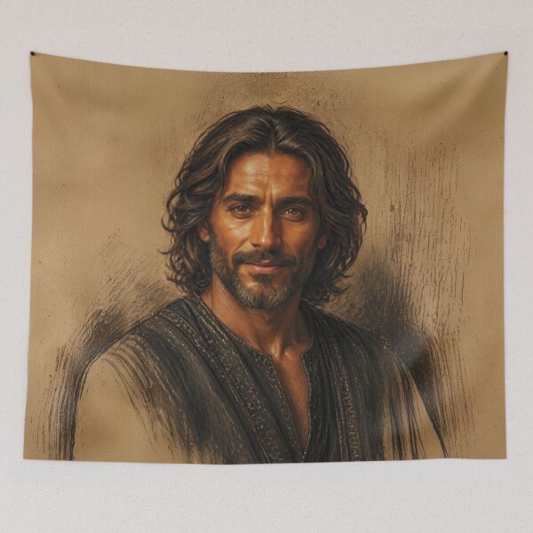 Item preview, Charcoal and Pastel Portrait of a Berber Man designed and sold by Lucia Amaris Art.