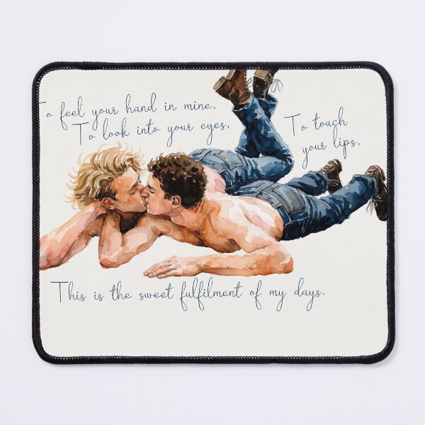 Item preview, Watercolor Romantic Male Kiss - Romantic Poem Quote Queer Art designed and sold by gayishdesign.