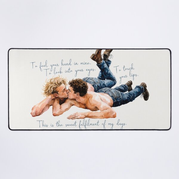 Item preview, Watercolor Romantic Male Kiss - Romantic Poem Quote Queer Art designed and sold by gayishdesign.