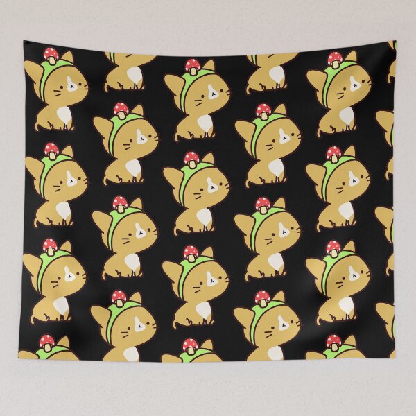 Item preview, Mushroom Hat Cat Cute Kawaii Calico Kitten Toadstool Graphic designed and sold by GeraldineDraw.