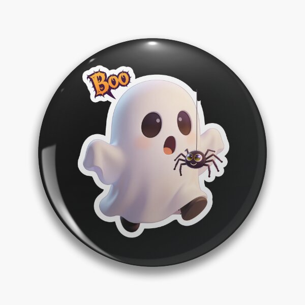 Item preview, Cute Ghost Holding a Smiling Spider Funny Halloween Cartoon Sticker designed and sold by OksArtStudio.